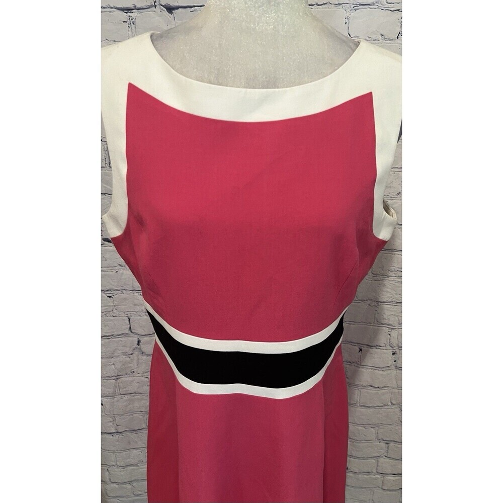Nine West Women's Fit and Flare Dress W/Contrast Framing Size 10 - Picture 2 of 10